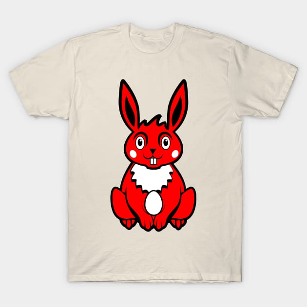 Red Colored Easter Bunny T-Shirt by MonkeyBusiness